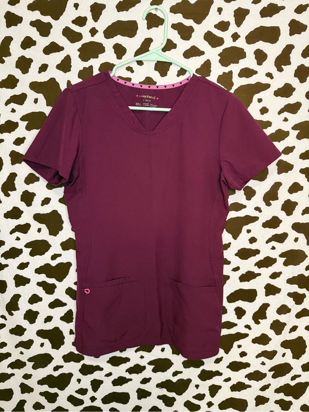 Heartsoul Women's Medical Scrub Top V-Neck Short Sleeve S Purple Solid